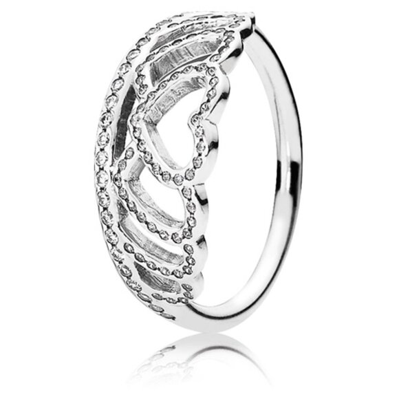 Authentic Pandora Hearts Tiara Ring 190958CZ Sterling Silver CZ - Picture 10 of 10